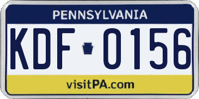 PA license plate KDF0156