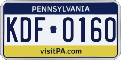PA license plate KDF0160