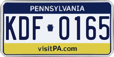 PA license plate KDF0165
