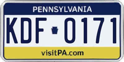 PA license plate KDF0171