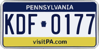 PA license plate KDF0177