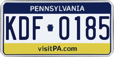 PA license plate KDF0185