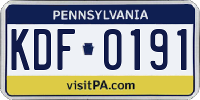 PA license plate KDF0191