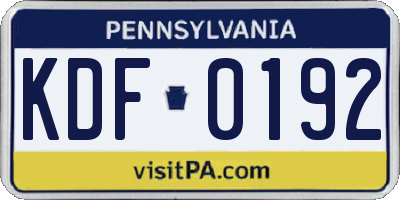 PA license plate KDF0192