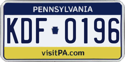 PA license plate KDF0196