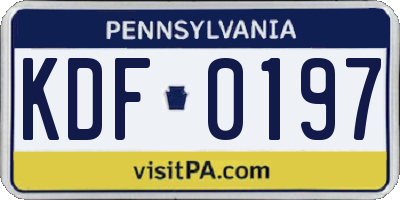 PA license plate KDF0197