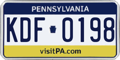 PA license plate KDF0198