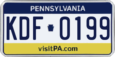 PA license plate KDF0199