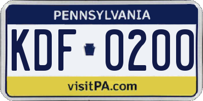 PA license plate KDF0200