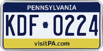PA license plate KDF0224