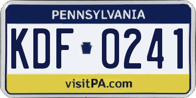PA license plate KDF0241