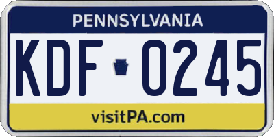 PA license plate KDF0245