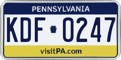 PA license plate KDF0247