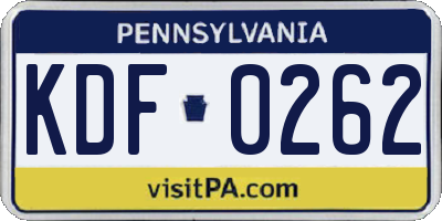 PA license plate KDF0262