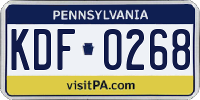 PA license plate KDF0268