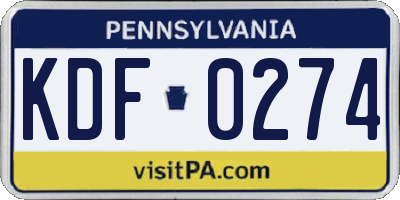 PA license plate KDF0274