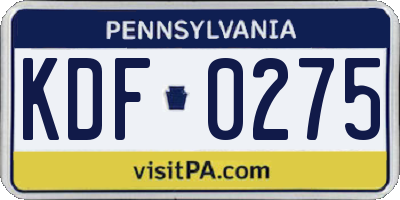 PA license plate KDF0275