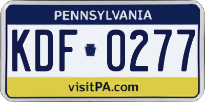 PA license plate KDF0277