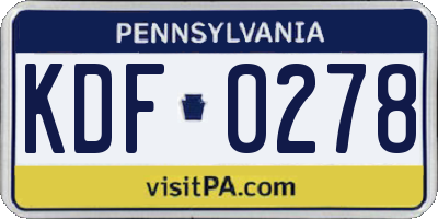 PA license plate KDF0278