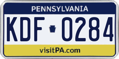 PA license plate KDF0284