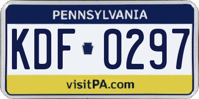 PA license plate KDF0297