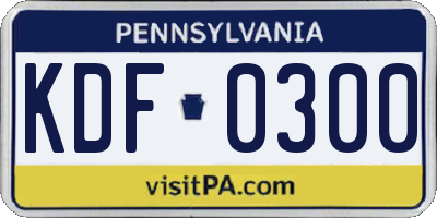 PA license plate KDF0300