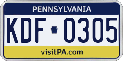 PA license plate KDF0305