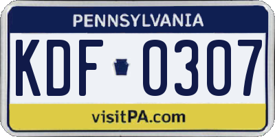 PA license plate KDF0307