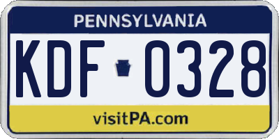 PA license plate KDF0328