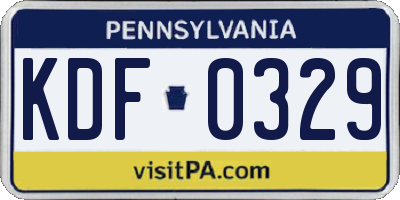 PA license plate KDF0329
