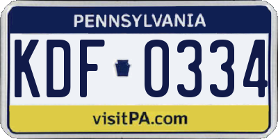 PA license plate KDF0334