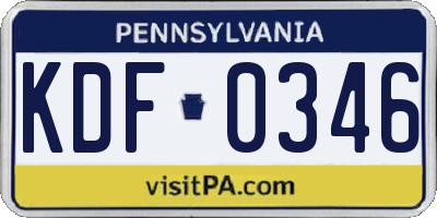 PA license plate KDF0346
