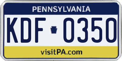 PA license plate KDF0350
