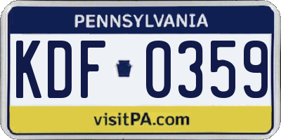 PA license plate KDF0359