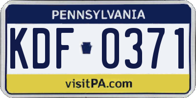 PA license plate KDF0371