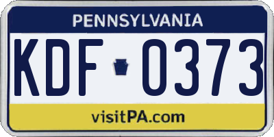 PA license plate KDF0373