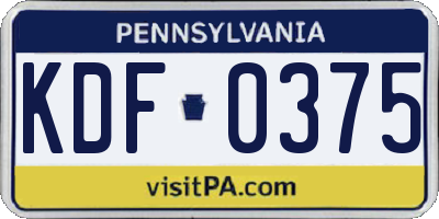PA license plate KDF0375