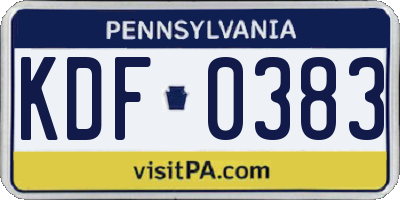 PA license plate KDF0383