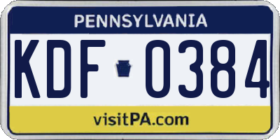 PA license plate KDF0384
