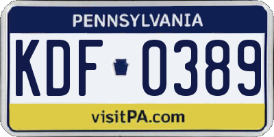 PA license plate KDF0389