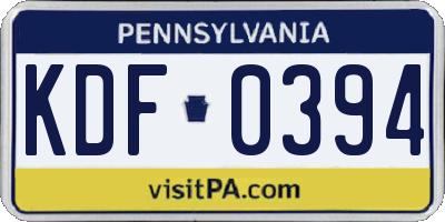 PA license plate KDF0394