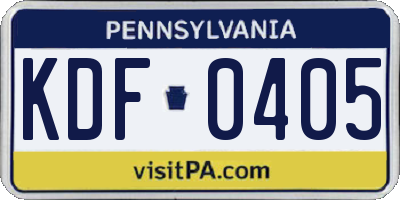 PA license plate KDF0405
