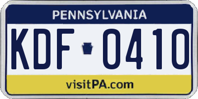 PA license plate KDF0410