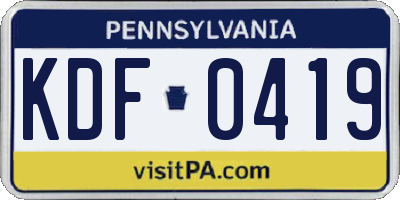 PA license plate KDF0419