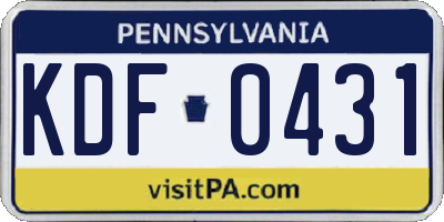 PA license plate KDF0431