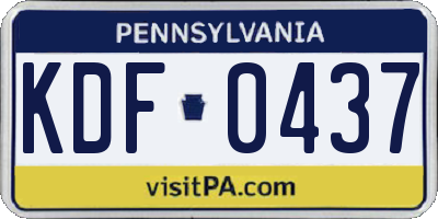 PA license plate KDF0437