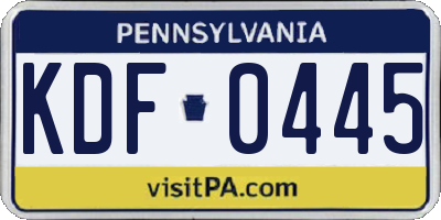 PA license plate KDF0445