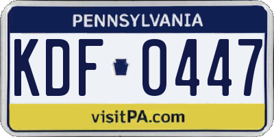PA license plate KDF0447