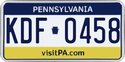 PA license plate KDF0458