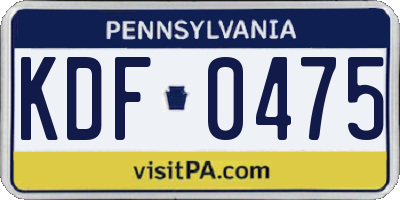 PA license plate KDF0475